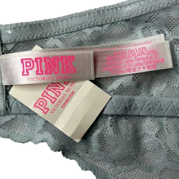 Pink Victorias Secret Push Up Bra Small Pale Blue New Lace - Picture 6 of 12